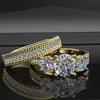3 Stone 1.78ct Diamond Gold Bridal Set - 02US12B